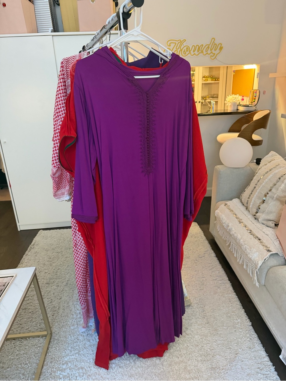 Traditional, handmade Purple Women's Kaftan with Embroidered Details